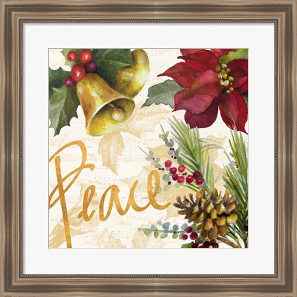 Framed Christmas Poinsettia II Print