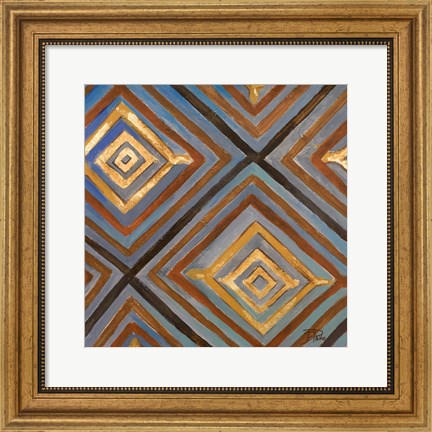 Framed Ikat and Pattern with Gold Print