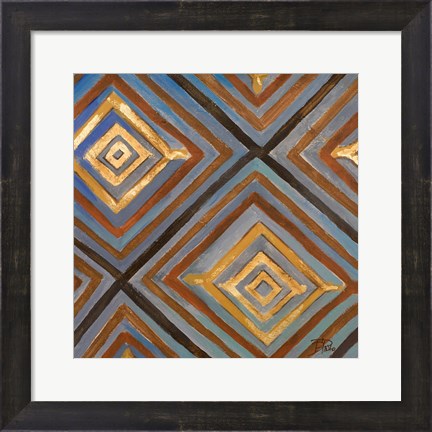 Framed Ikat and Pattern with Gold Print