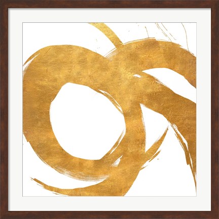 Framed Gold Circular Strokes II Print