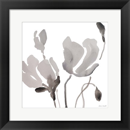 Framed Gray Tonal Magnolias III Print