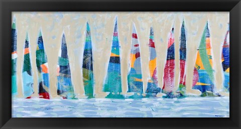 Framed Dozen Colorful Boats Panel Print