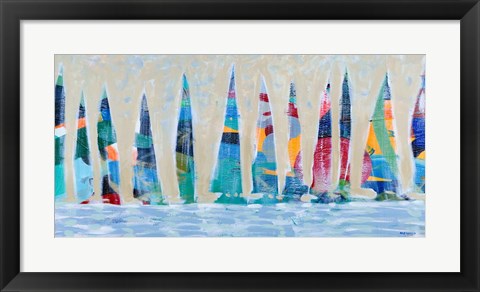 Framed Dozen Colorful Boats Panel Print