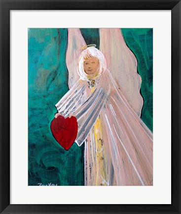 Framed Angel Sharing Heart Print