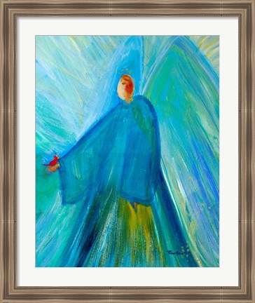 Framed Benevolent Angel with Cardinal Print