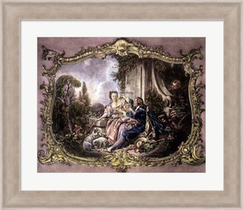 Framed Lovers in a Garden Print