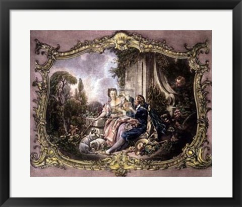 Framed Lovers in a Garden Print