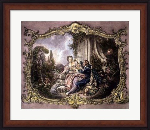 Framed Lovers in a Garden Print