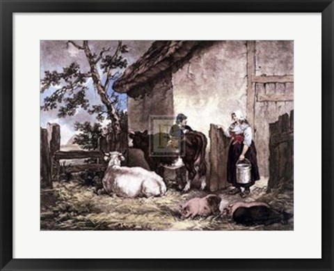 Framed Milkmaid and Cowherd Print