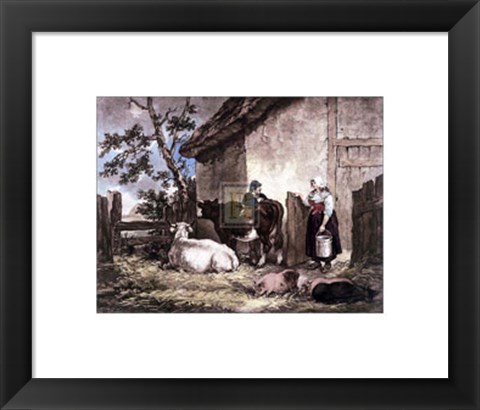 Framed Milkmaid and Cowherd Print