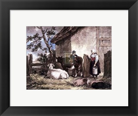 Framed Milkmaid and Cowherd Print