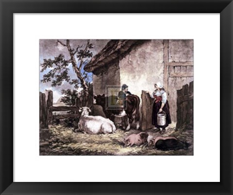 Framed Milkmaid and Cowherd Print