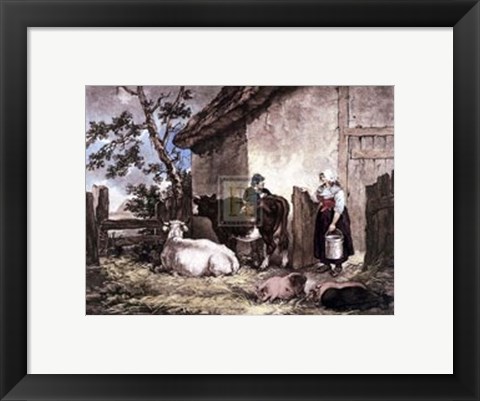 Framed Milkmaid and Cowherd Print