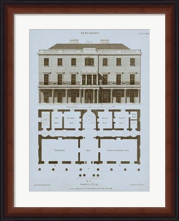 Framed Chambray House &amp; Plan II Print