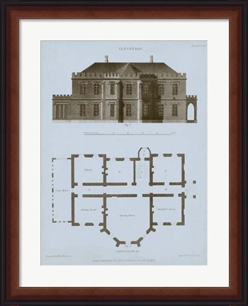 Framed Chambray House &amp; Plan III Print