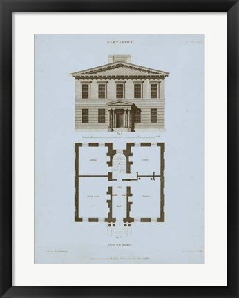 Framed Chambray House &amp; Plan IV Print