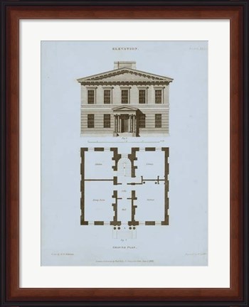 Framed Chambray House &amp; Plan IV Print