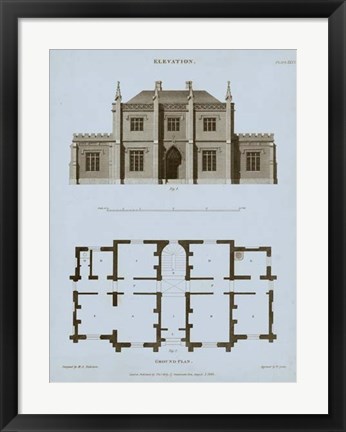 Framed Chambray House &amp; Plan V Print