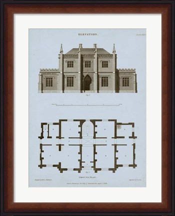 Framed Chambray House &amp; Plan V Print