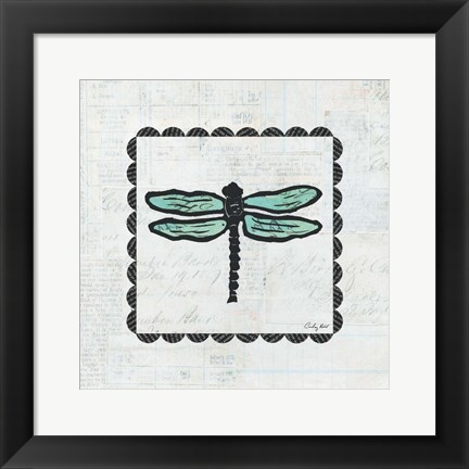 Framed Dragonfly Stamp Print