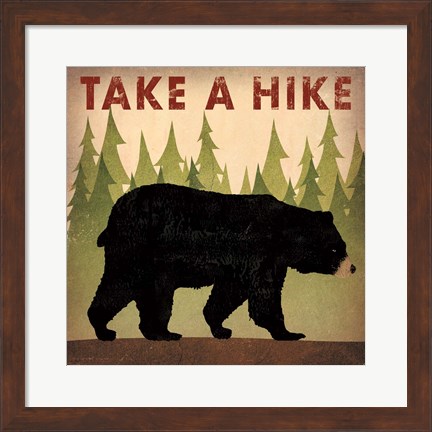 Framed Take a Hike Black Bear Print