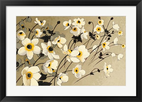 Framed Anemones Japonaises Blancs Print