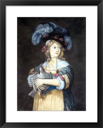 Framed Girl with a Hen Print