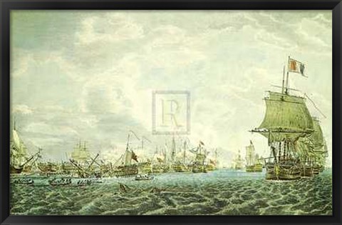 Framed Robert Cleveley - Glorious 1St June 1794 [Evening] 37x29 Print Print