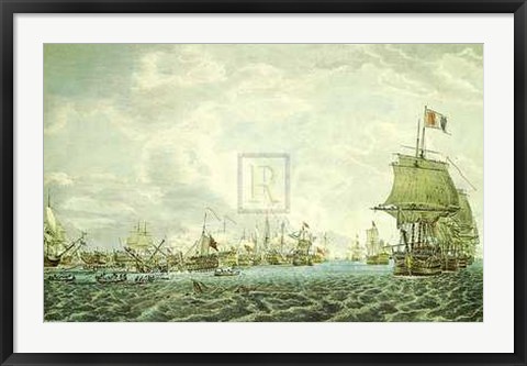 Framed Robert Cleveley - Glorious 1St June 1794 [Evening] 37x29 Print Print