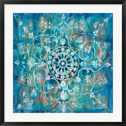 Framed Mandala in Blue I Print