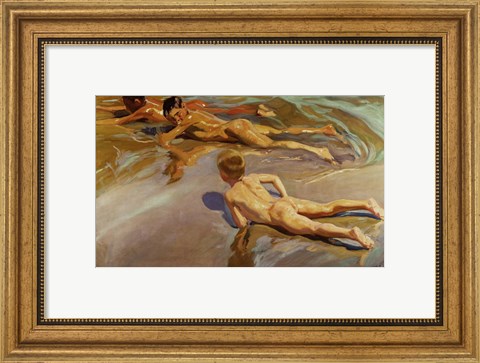 Framed Boys on the beach Print