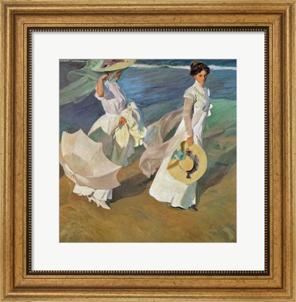 Framed Paseo a Orillas del Mar (Promende on the beach), 1909 Print