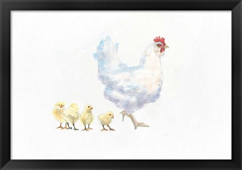 Framed Hen and Chickens Print