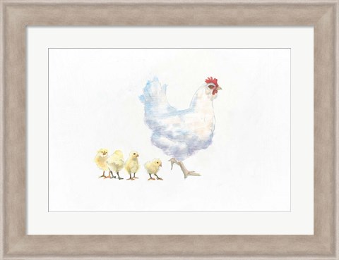 Framed Hen and Chickens Print