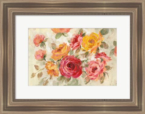 Framed Brushy Roses Print