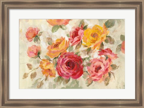 Framed Brushy Roses Print