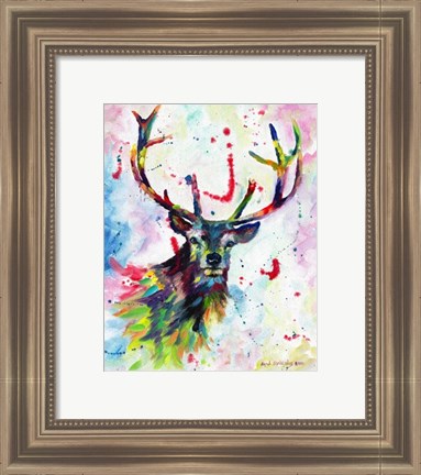 Framed Color Stag Print