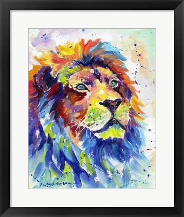 Framed Colorful African Lion Print