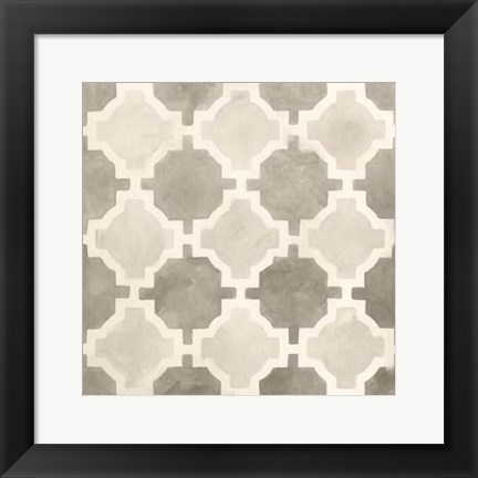 Framed Neutral Watercolor Tile I Print