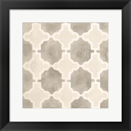 Framed Neutral Watercolor Tile III Print