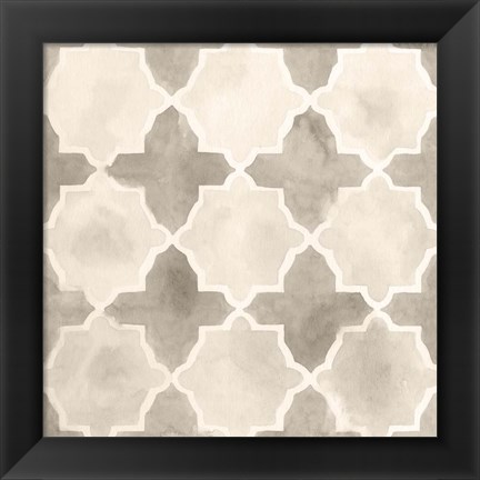 Framed Neutral Watercolor Tile IV Print