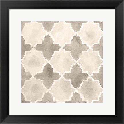 Framed Neutral Watercolor Tile IV Print