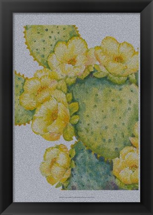 Framed Cactus on Silver I Print