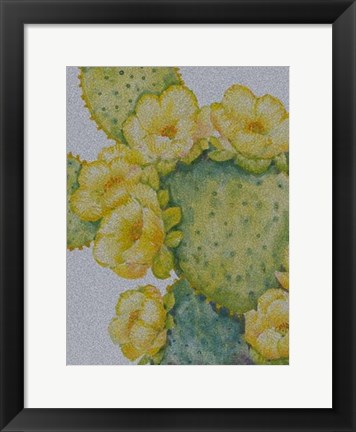 Framed Cactus on Silver I Print