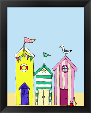 Framed Beach Huts 1 Print