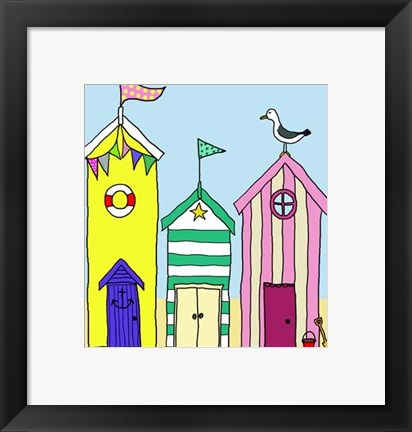 Framed Beach Huts 1 Print