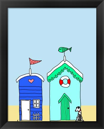 Framed Beach Huts 2 Print