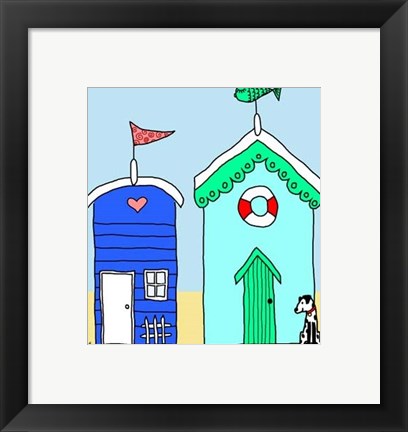 Framed Beach Huts 2 Print