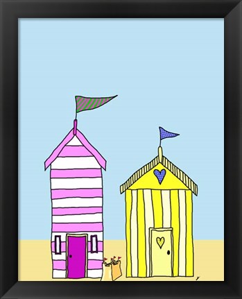 Framed Beach Huts 3 Print