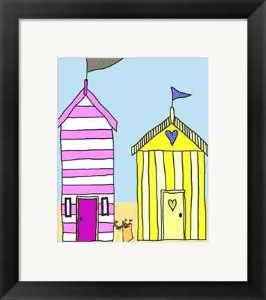 Framed Beach Huts 3 Print